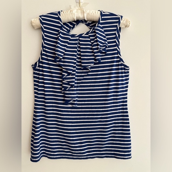 Trina Turk Tops - TRINA TURK Striped Tank Top Keyhole Neck Detail Back Front Ruffle Nautical Chic